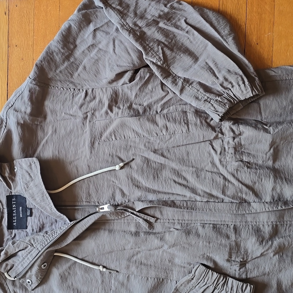 AllSaints, Calla Fishtail Parka Jacket Coat, Gray, EUC, Women's M - Picture 5 of 16